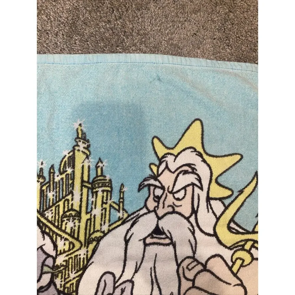 Little Mermaid Vintage 1990's Franco Disney Beach Towel 30x58 RARE Ariel Triton
